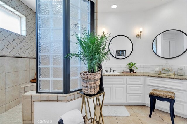 bathroom featuring vanity and tile patterned floors