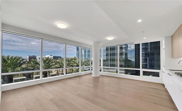 unfurnished sunroom with sink