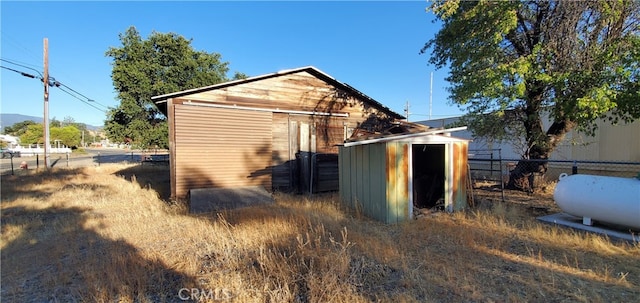 exterior space with a storage unit