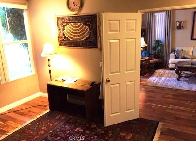1638 Spyglass Dr, Corona, CA 92883 - hallway featuring dark wood-type flooring