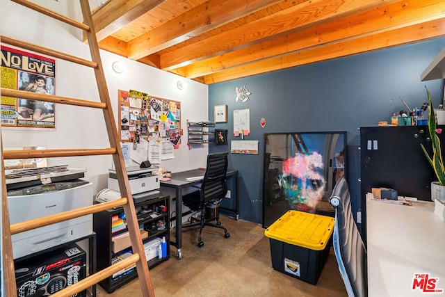 office with concrete flooring