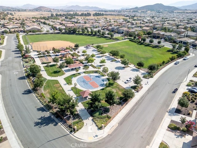 drone / aerial view with a mountain view