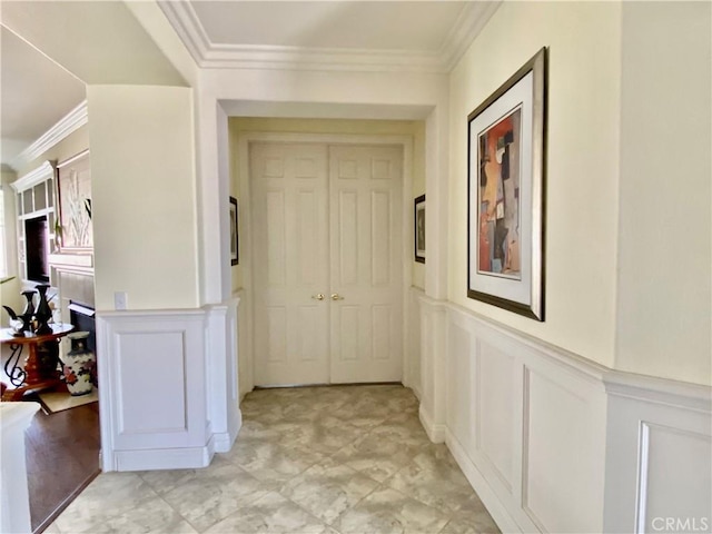 hall with crown molding