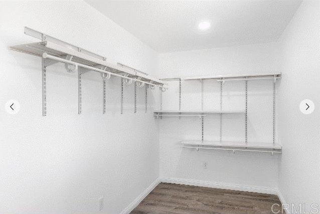 walk in closet featuring hardwood / wood-style flooring