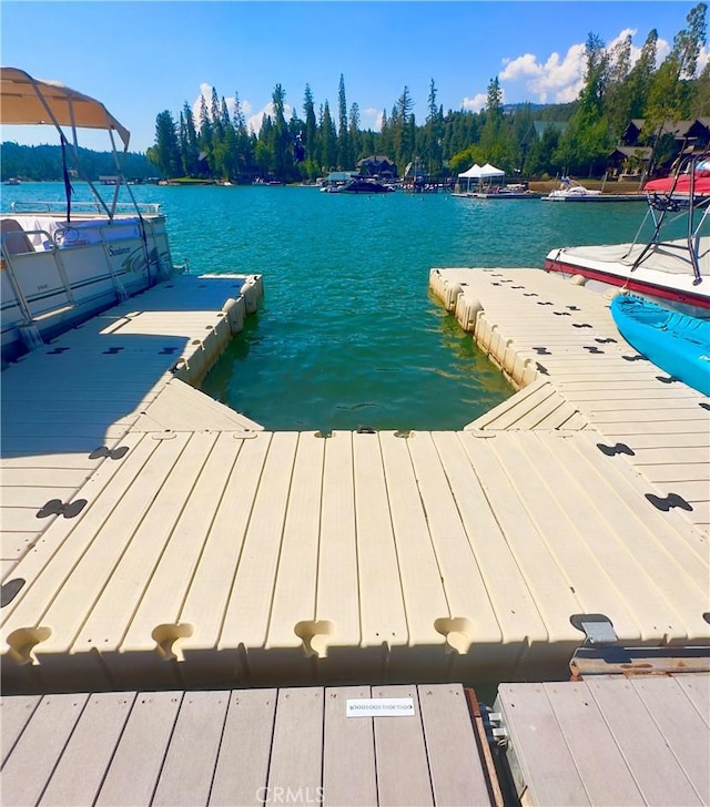 view of dock featuring a water view