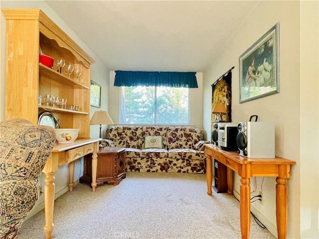 sitting room with light carpet