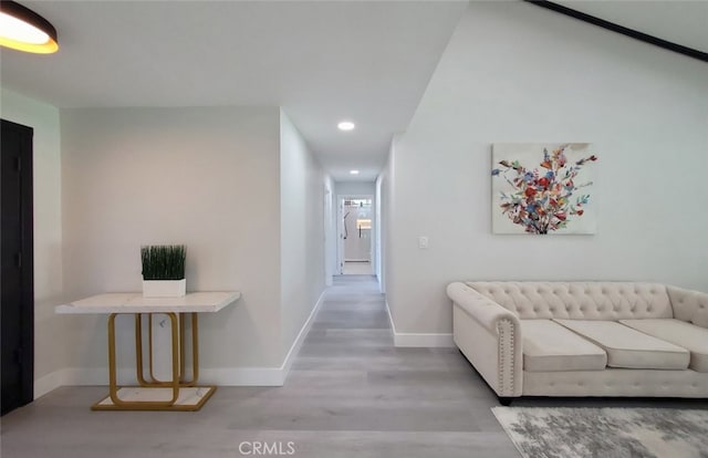 corridor featuring light hardwood / wood-style flooring