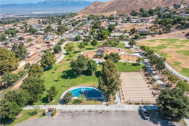 aerial view with a mountain view