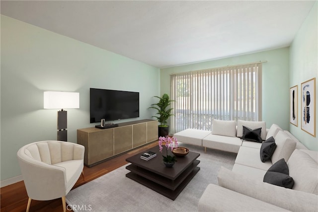 living room with hardwood / wood-style flooring