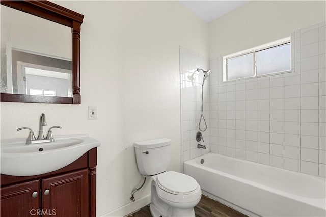 10406 Avalon Blvd, Los Angeles, CA 90003 - full bathroom with vanity, tiled shower / bath, toilet, and hardwood / wood-style floors