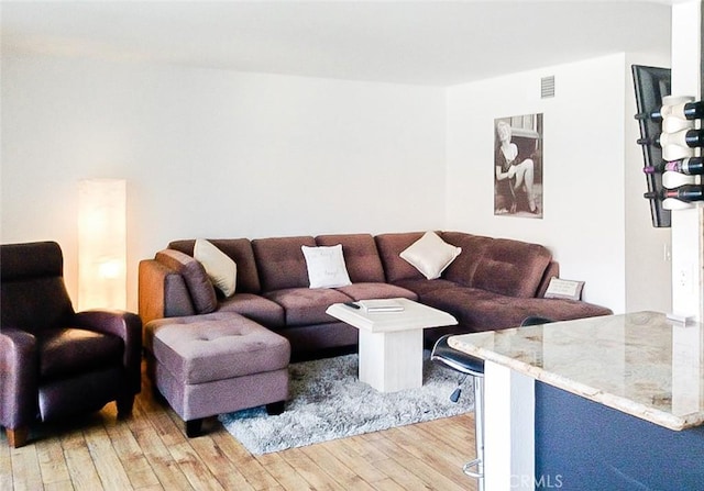 living room featuring light hardwood / wood-style flooring