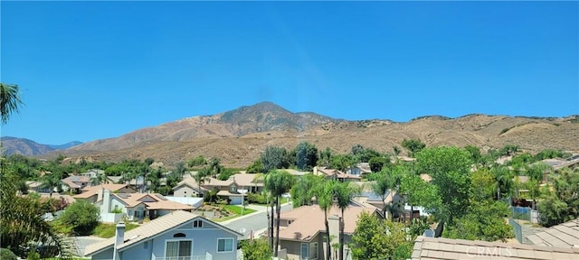 property view of mountains with a residential view