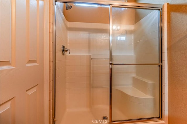 bathroom with a shower stall