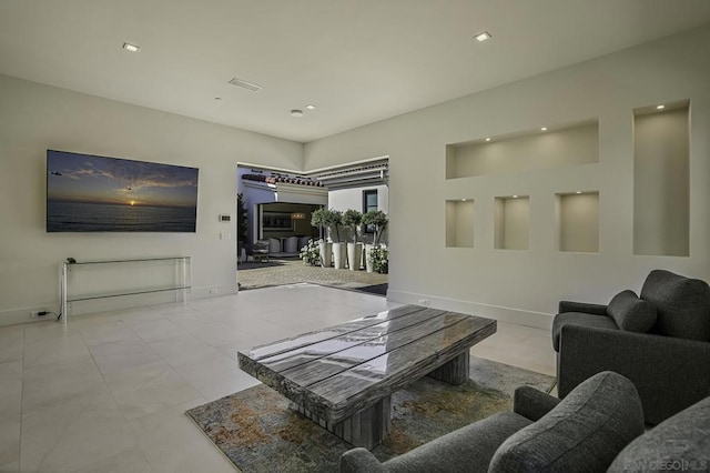 view of tiled living room