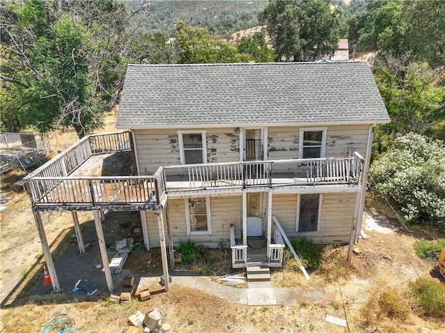 view of front of home with a deck