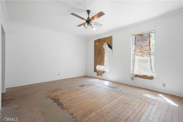 empty room featuring ceiling fan and wood-type flooring