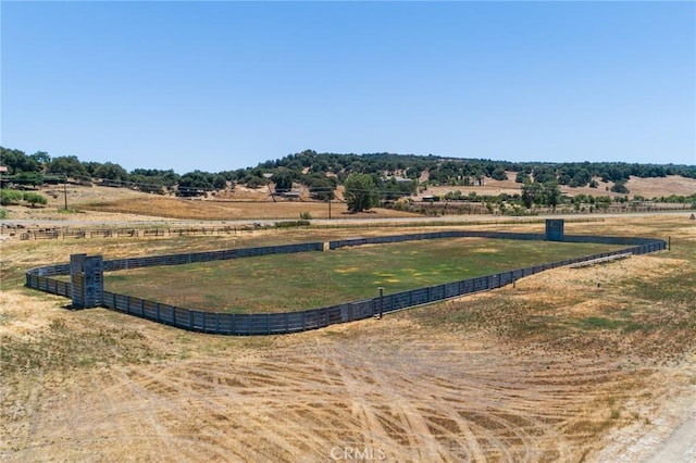 view of yard with a rural view