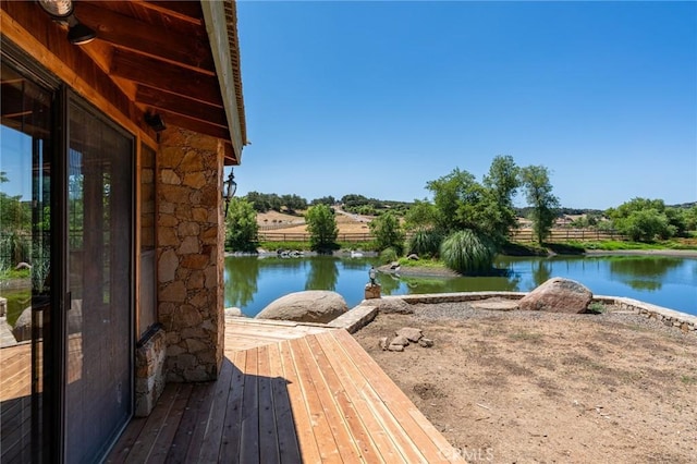 view of dock featuring a water view