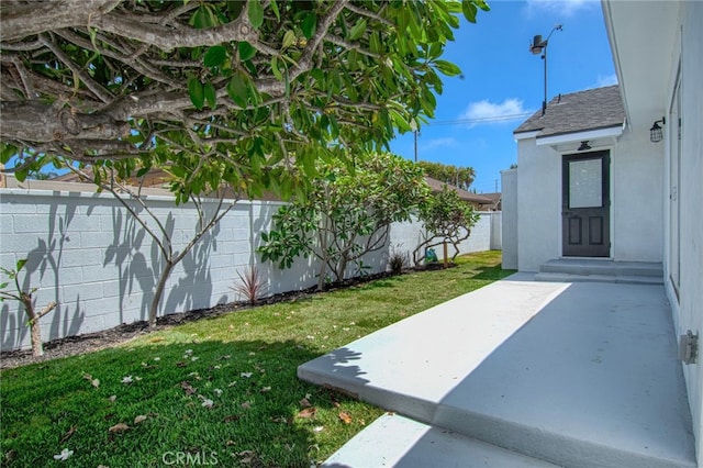 view of yard with a patio area