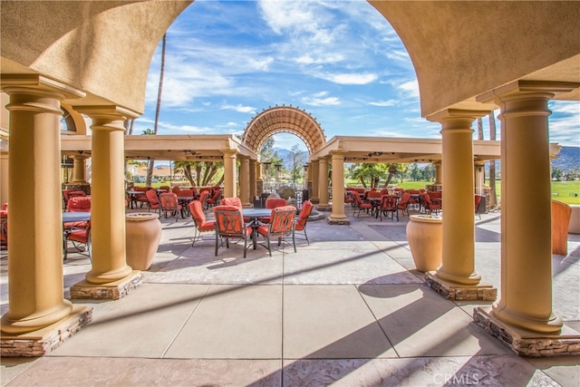 view of patio featuring a gazebo