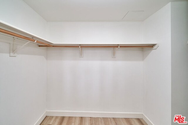 walk in closet featuring light hardwood / wood-style flooring