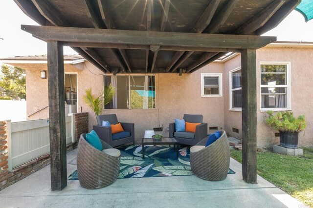 view of patio / terrace with an outdoor living space and central AC unit