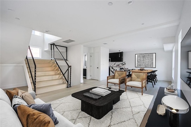 living room featuring light hardwood / wood-style flooring