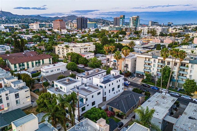 birds eye view of property featuring a mountain view