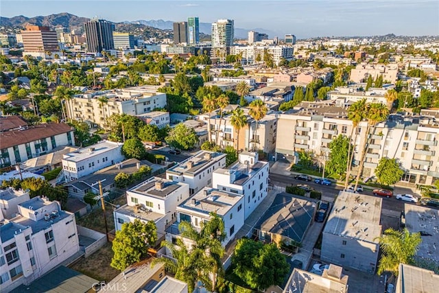 birds eye view of property with a mountain view