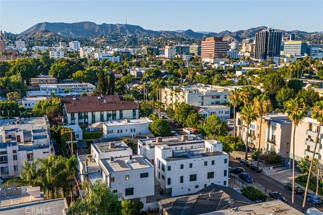 birds eye view of property featuring a mountain view