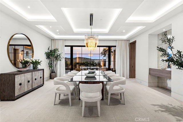 dining area featuring a notable chandelier, recessed lighting, and baseboards