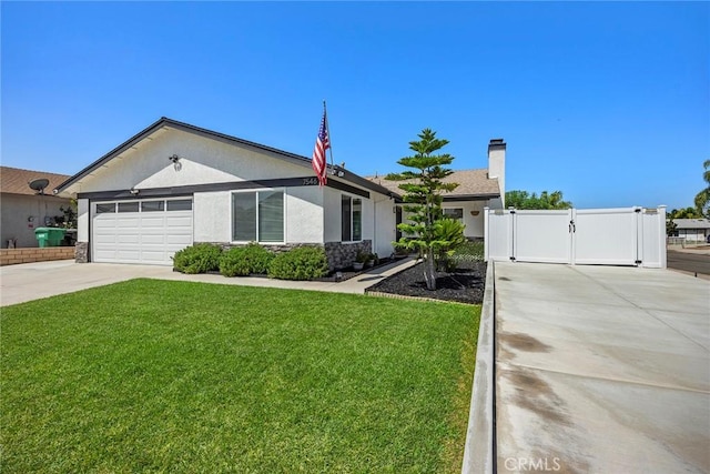 ranch-style home with a front yard