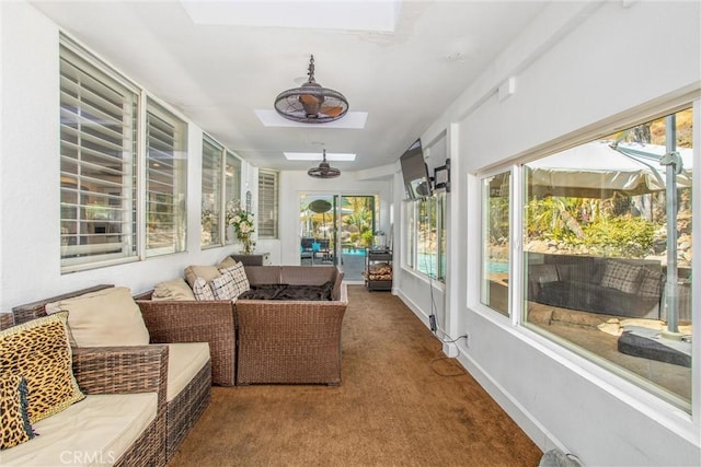 sunroom with a skylight