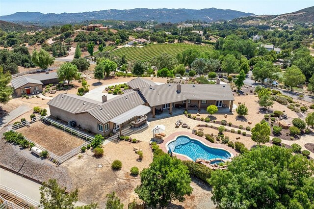 drone / aerial view with a mountain view