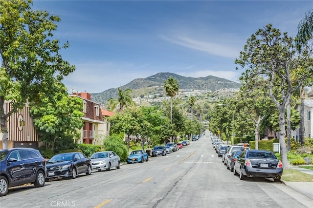 view of street with a mountain view