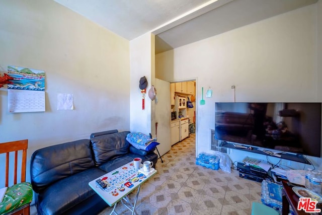 living room with light colored carpet