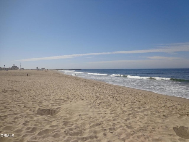 view of water feature with a view of the beach