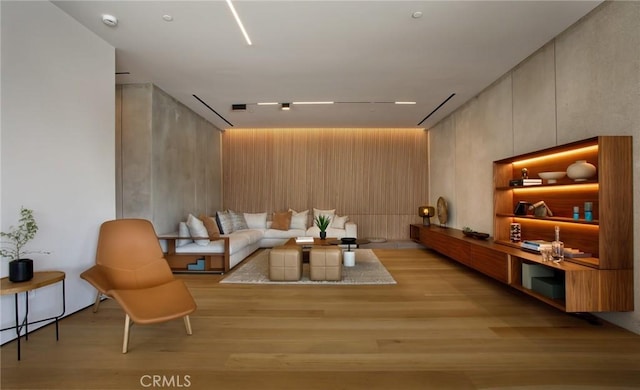 interior space with light hardwood / wood-style flooring