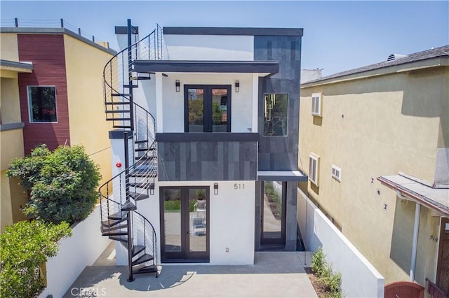 property entrance with french doors