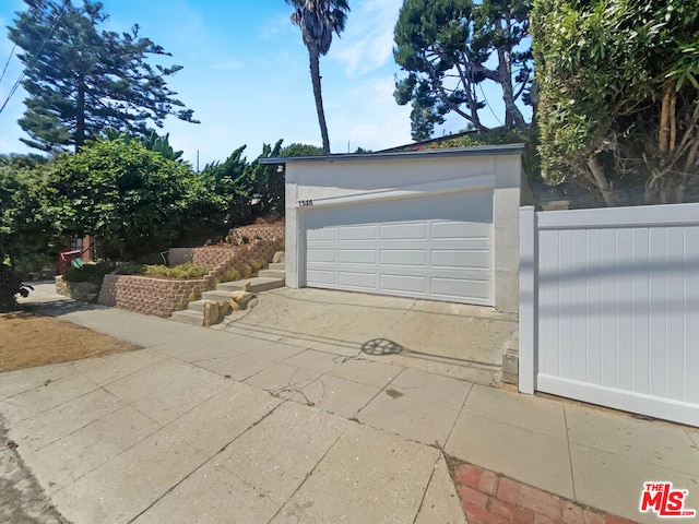 view of garage