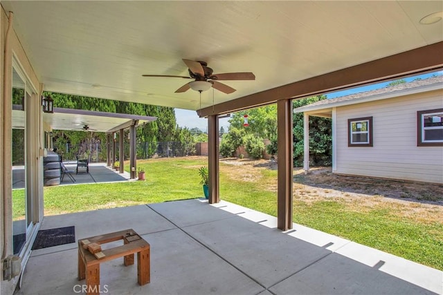 view of patio / terrace with ceiling fan