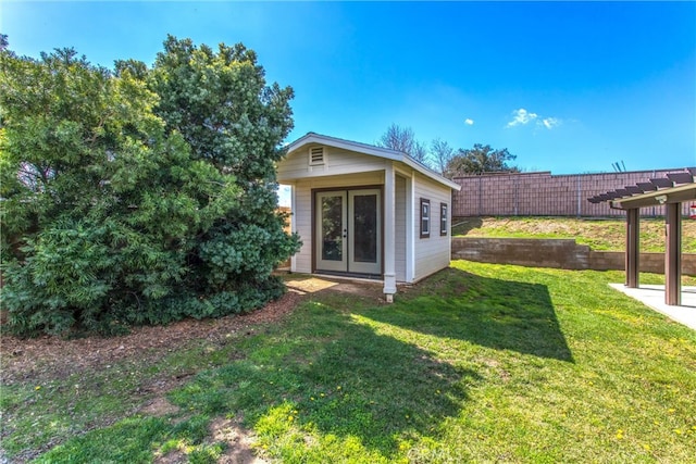 exterior space with an outdoor structure