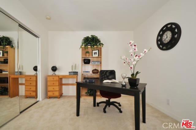 view of carpeted office space