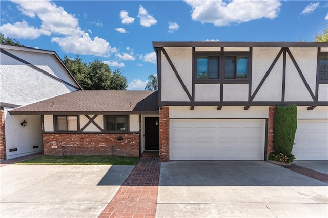 tudor house with a garage