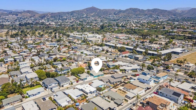 bird's eye view with a mountain view