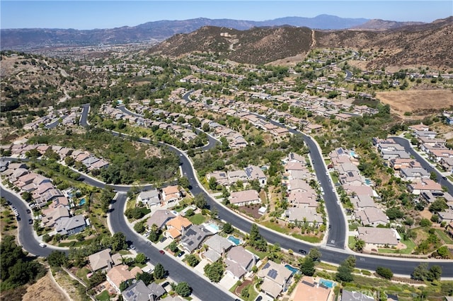 birds eye view of property with a mountain view