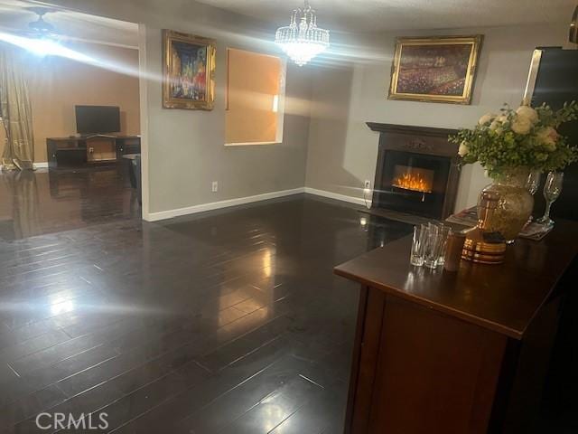 living room with dark wood-type flooring