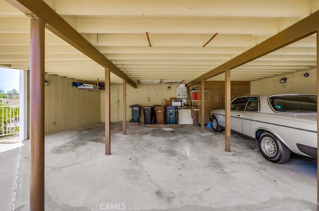 interior space with wooden walls