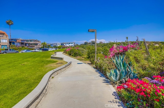 view of home's community with a lawn