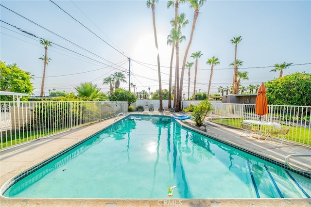 view of pool featuring a patio